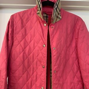 Women's Burberry London Quilted Pink Jacket Classic Nova Check Lined Coat